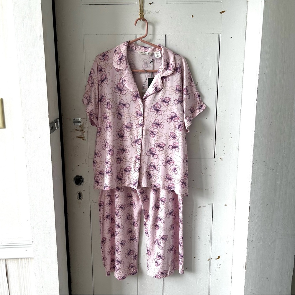 Max Studio Pink & Purple Floral Sleepwear 2pc Pajama Set NWT